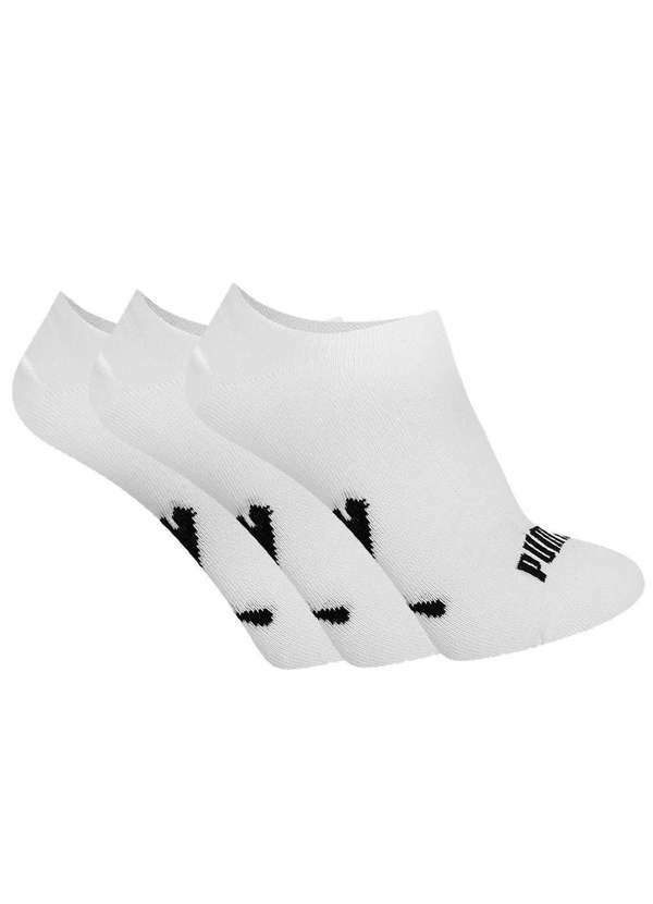 Puma - Kit 3 pares de Meia Puma Sapatilha Esportiva Branco