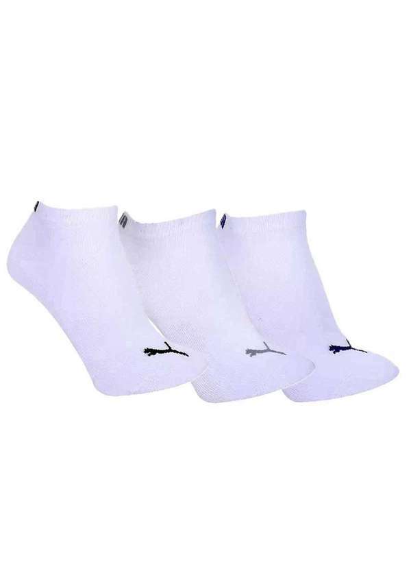 Puma - Kit 3 pares de Meia Puma Sapatilha Esportiva Branco