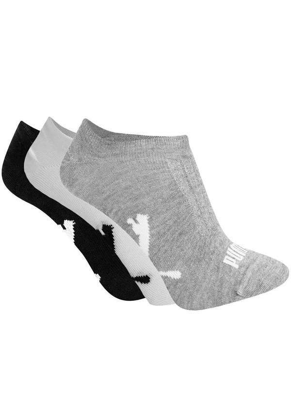 Puma - Kit 3 pares de Meia Puma Sapatilha Esportiva Cinza