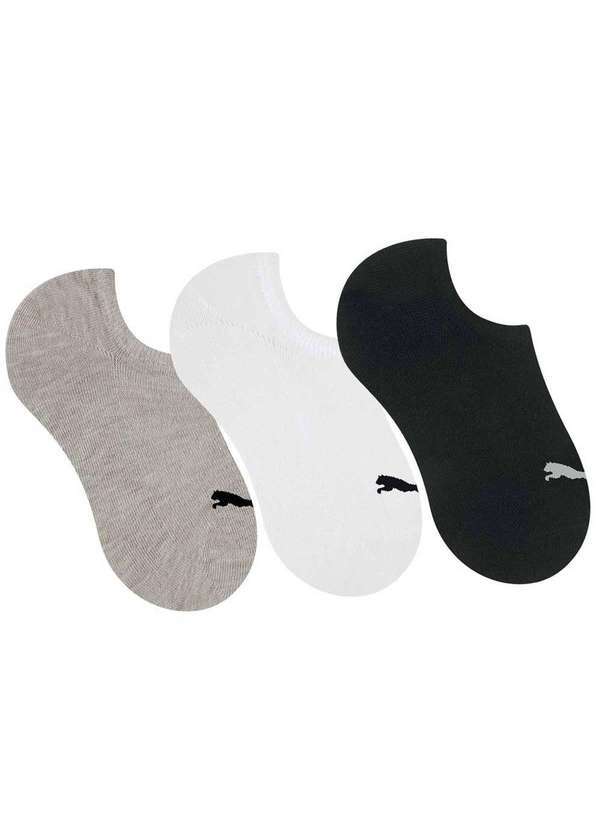 Puma - Kit 3 pares de Meia Puma Sapatilha Esportiva Cinza