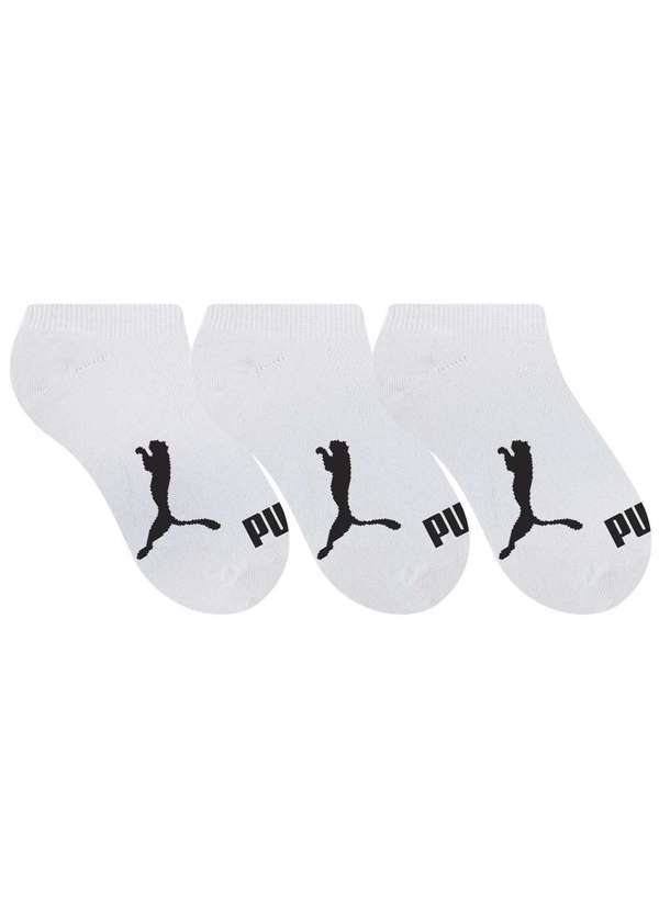 Puma - Kit 3 pares de Meia Puma Sapatilha Invisível Infantil Branco
