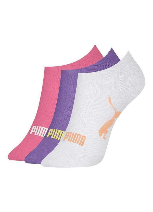 Puma - Kit 3 pares de Meias Puma Sapatilha Esportiva Feminina Rosa