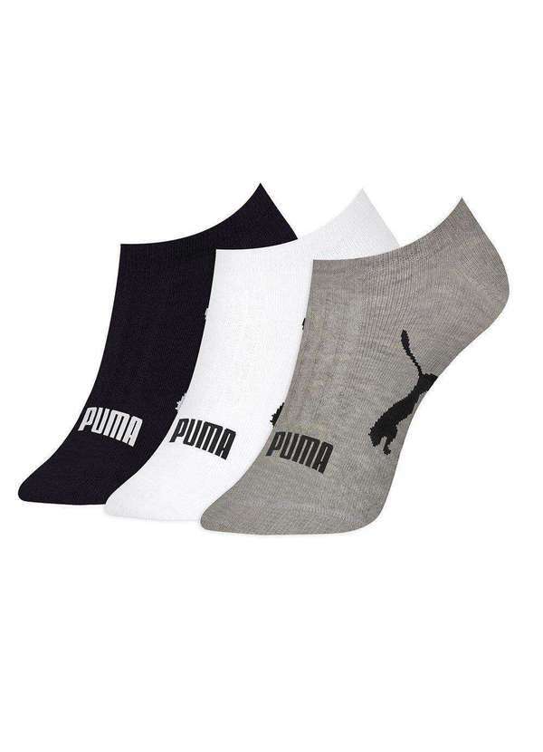 Puma - Kit 3 pares de Meias Puma Sapatilha Esportiva Feminino Cinza