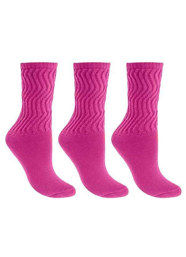 Selene - Kit 3 pares de Meias Selene Aeróbica Cano Médio Feminino Rosa