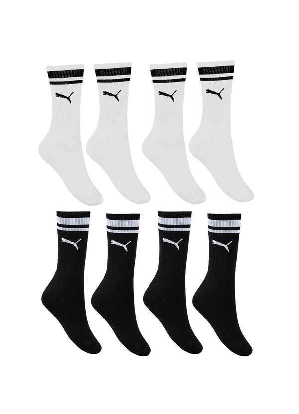 Puma - Kit 4 pares de Meia Puma Esportiva Cano Longo Feminina Preto