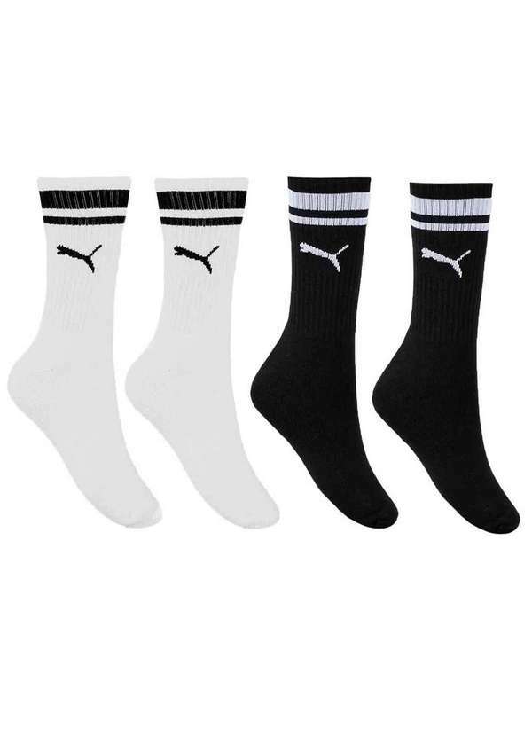 Puma - Kit 4 pares de Meia Puma Esportiva Cano Longo Masculino Preto