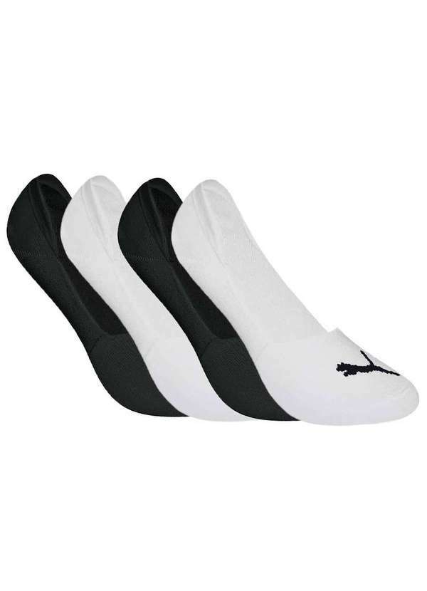 Puma - Kit 4 pares de Meia Puma Invisível Branco