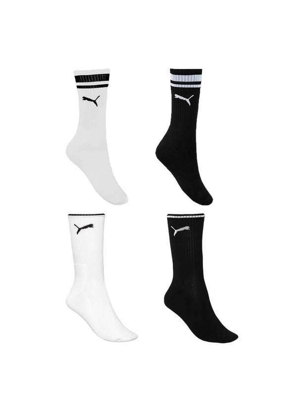 Puma - Kit 4 pares de Meias Puma Esportiva Cano Longo Masculino Preto