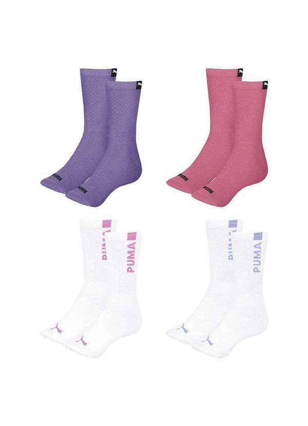Puma - Kit 4 pares de Meias Puma Esportiva Feminina Roxo