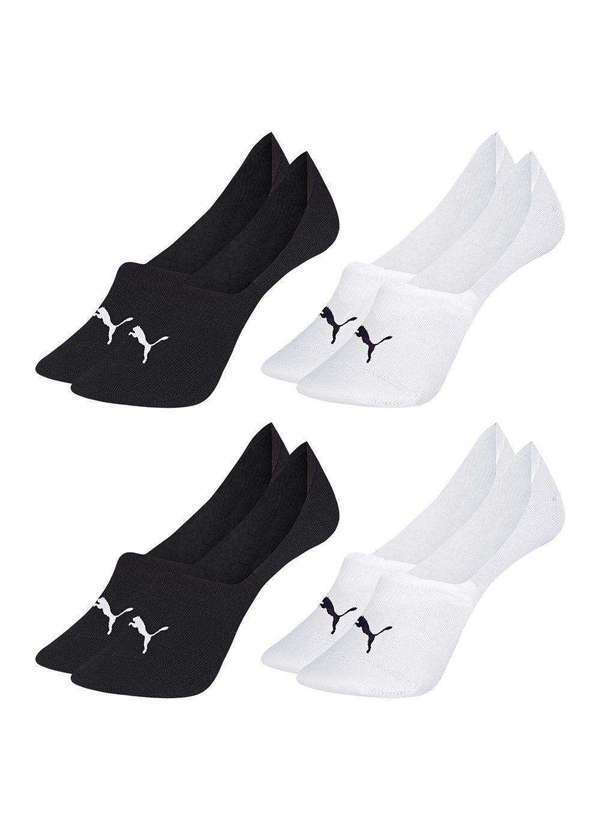 Puma - Kit 4 pares de Meias Puma Sapatilha Invisível Feminina Branco
