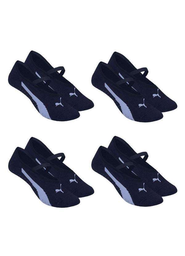 Puma - Kit 4 pares de Meias Puma Sapatilha Pilates Feminina Azul