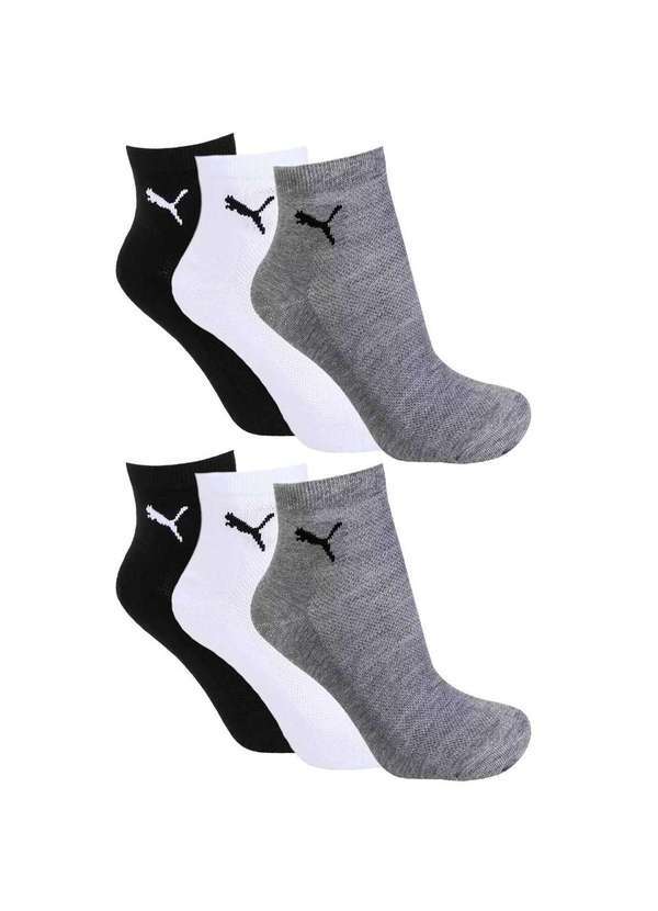 Puma - Kit 6 pares de Meia Puma Cano Médio Esportiva Feminino Cinza