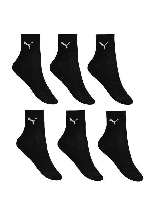 Puma - Kit 6 pares de Meia Puma Cano Médio Esportiva - Preto Preto
