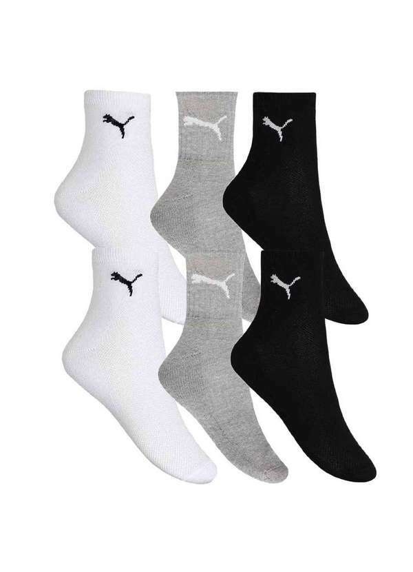 Puma - Kit 6 pares de Meia Puma Esportiva Cano Médio Masculino - Mescla Cinza