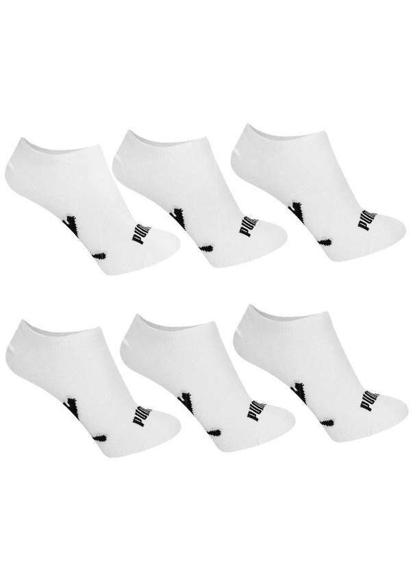 Puma - Kit 6 pares de Meia Puma Sapatilha Esportiva Branco