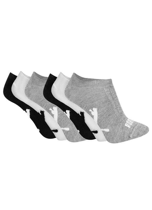 Puma - Kit 6 pares de Meia Puma Sapatilha Esportiva Cinza