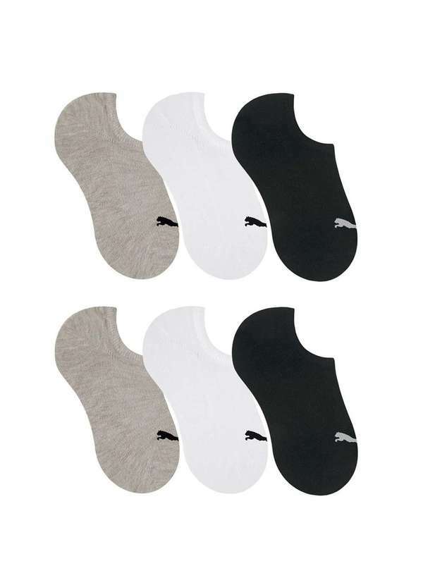 Puma - Kit 6 pares de Meia Puma Sapatilha Esportiva Feminino - Mescla Cinza