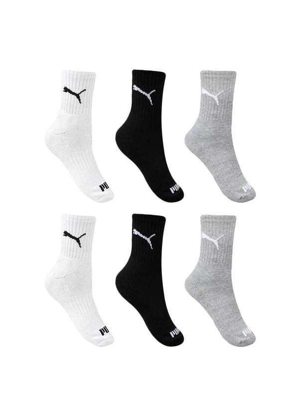 Puma - Kit 6 pares de Meias Puma Esportiva Cano Médio Feminino Branco