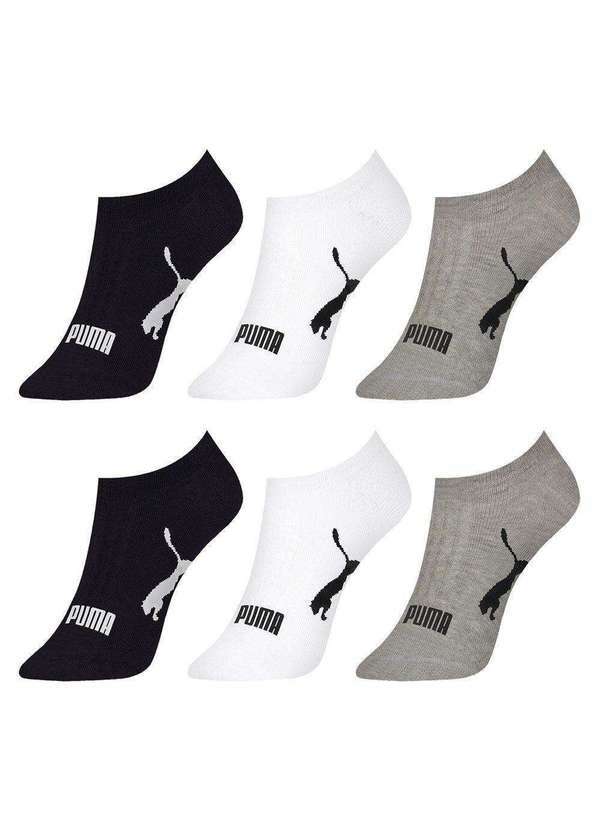 Puma - Kit 6 pares de Meias Puma Sapatilha Esportiva Feminino Cinza