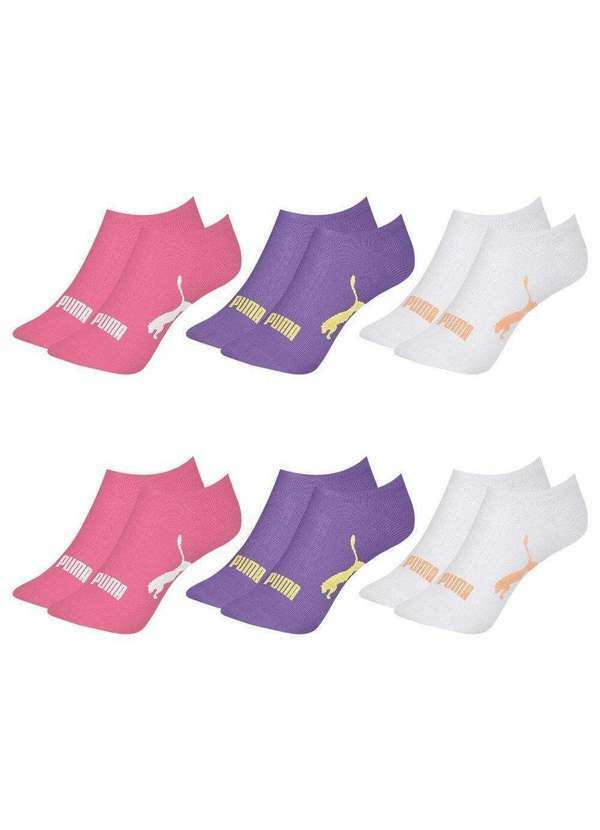 Puma - Kit 6 pares de Meias Puma Sapatilha Esportiva Feminino Rosa