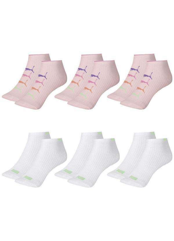 Puma - Kit 6 pares de Meias Puma Sapatilha Feminino Branco