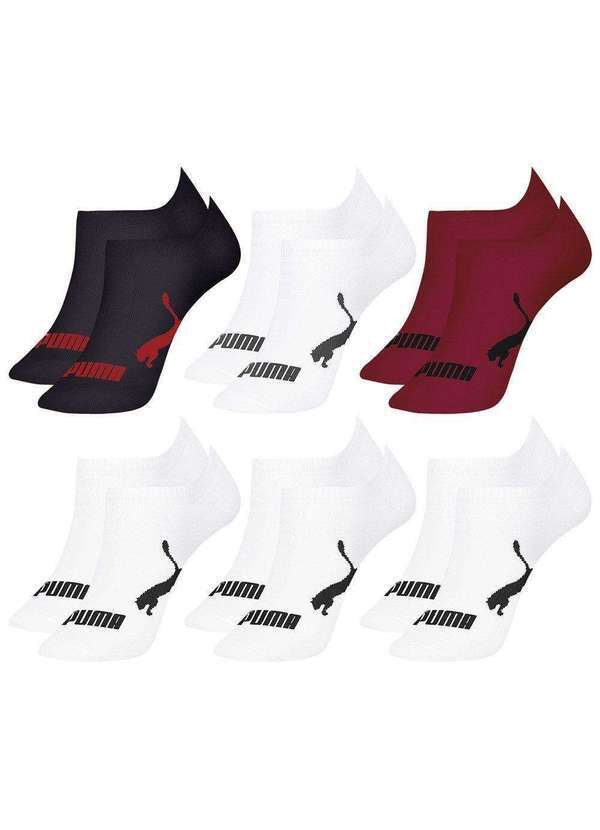 Puma - Kit 6 pares de Meias Puma Sapatilha Invisível Esportiva Masculino Branco