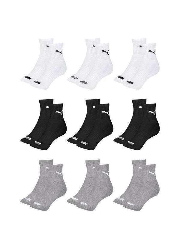 Puma - Kit 9 pares de Meias Puma Cano Médio Esportiva Masculino Cinza