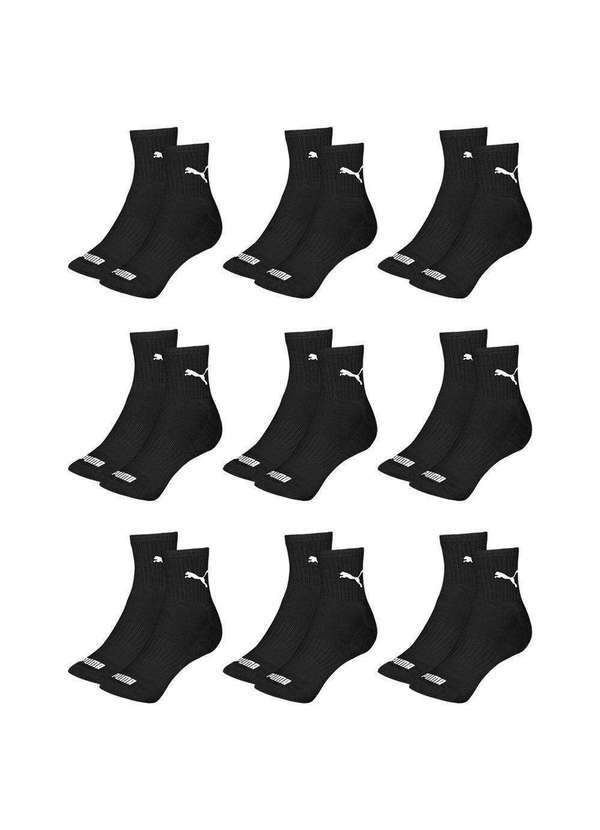 Puma - Kit 9 pares de Meias Puma Cano Médio Esportiva Masculino Preto