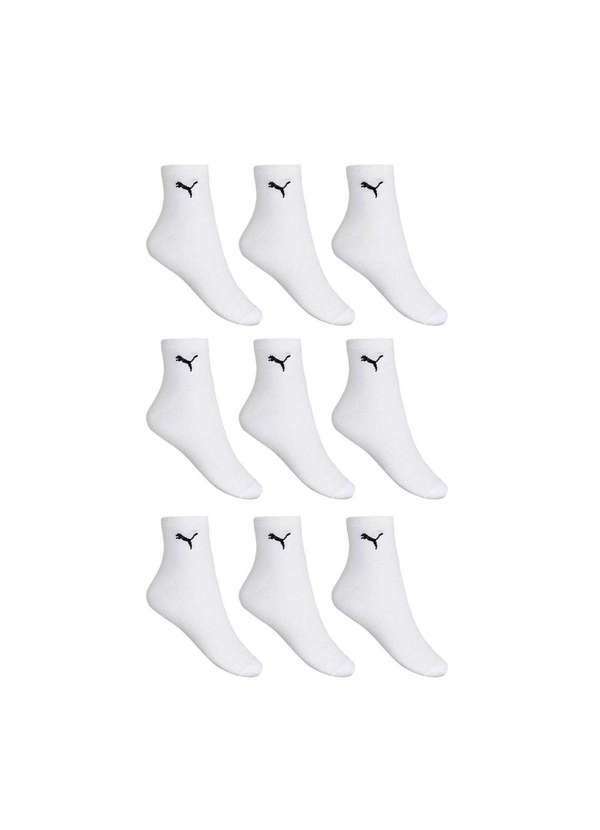 Puma - Kit 9 pares de Meias Puma Esportiva Cano Médio Masculino Branco