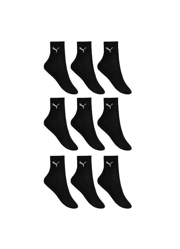 Puma - Kit 9 pares de Meias Puma Esportiva Cano Médio Masculino Preto