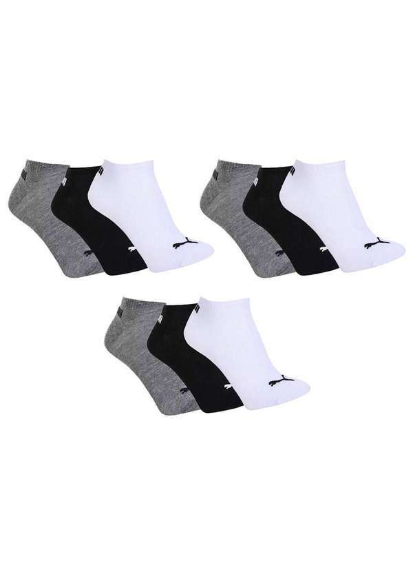 Puma - Kit 9 pares de Meias Puma Logo Masculino Preto