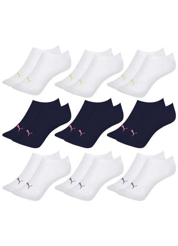 Puma - Kit 9 pares de Meias Puma Sapatilha Esportiva Feminino Branco