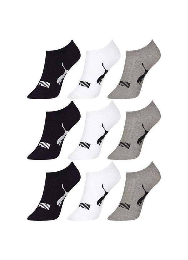 Puma - Kit 9 pares de Meias Puma Sapatilha Esportiva Feminino Cinza