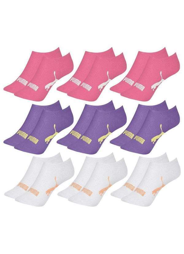 Puma - Kit 9 pares de Meias Puma Sapatilha Esportiva Feminino Rosa