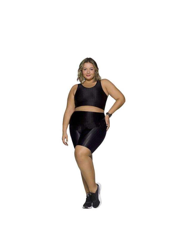 Selene - Conjunto Selene Top e Bermuda 3d Plus Size Feminino Preto