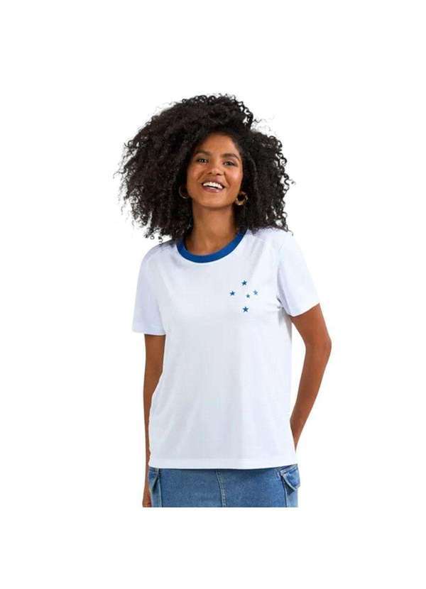 Braziline - Camisa Braziline Cruzeiro Entrelaço Feminina Branco