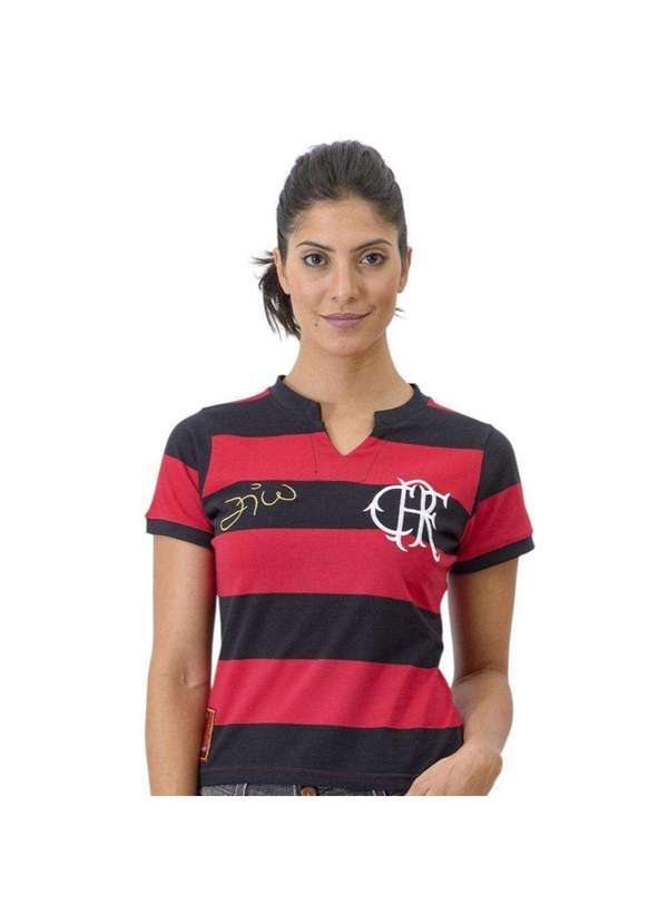 Braziline - Camisa Braziline Flamengo Flatri Zico Feminina Vermelho