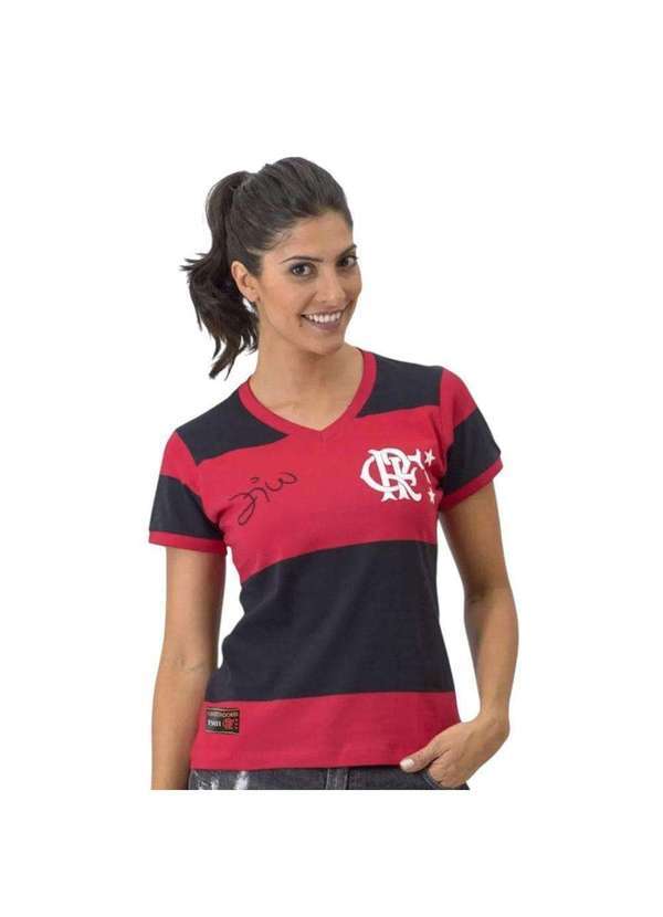 Braziline - Camisa Braziline Flamengo Zico 81 Feminina Vermelho