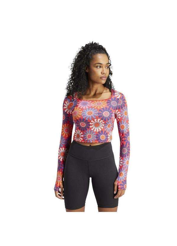 Adidas - Camisa Cropped Adidas X Farm Rio Feminina Vermelho