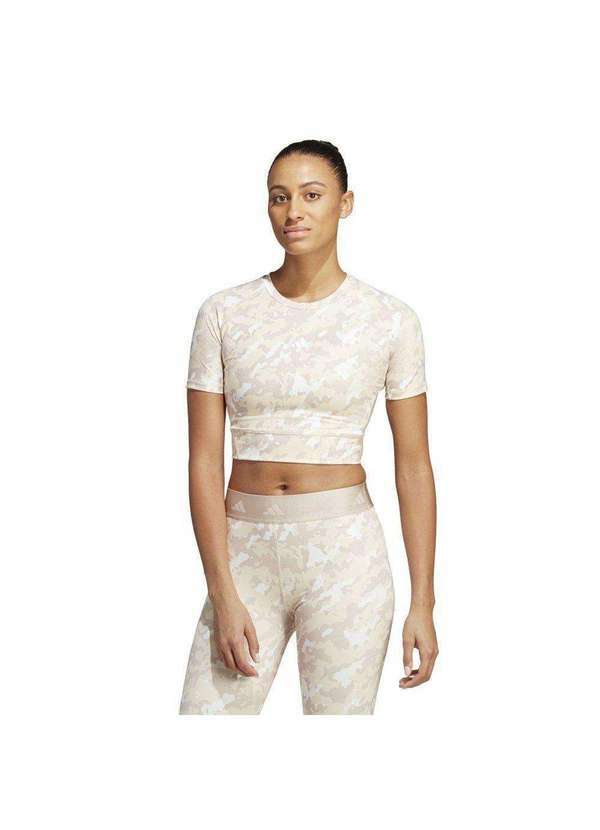 Adidas - Camiseta Cropped Adidas Techfit Camo Feminina Bege