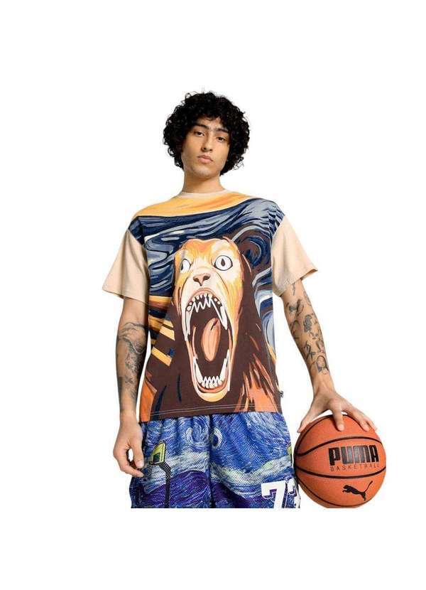 Puma - Camiseta Oversized Puma Dylan Exhibit Basketball Masculina Bege