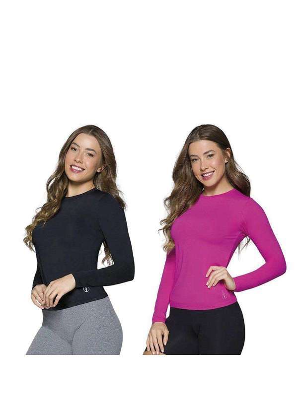 Selene - Kit 2 Camisas Térmicas Selene Proteção Uv50 Feminina Preto
