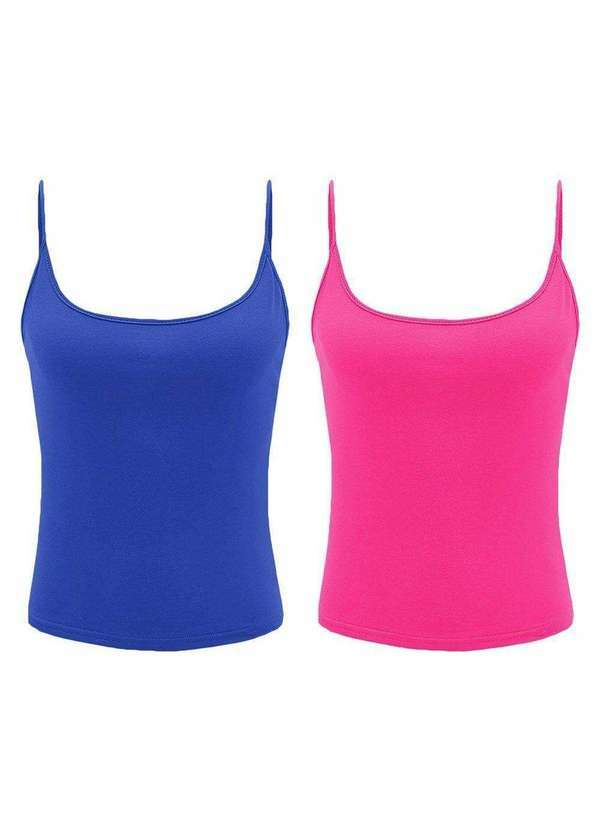 Pmc - Kit 2 Regatas de Alcinha Pmc Básica Feminina Azul