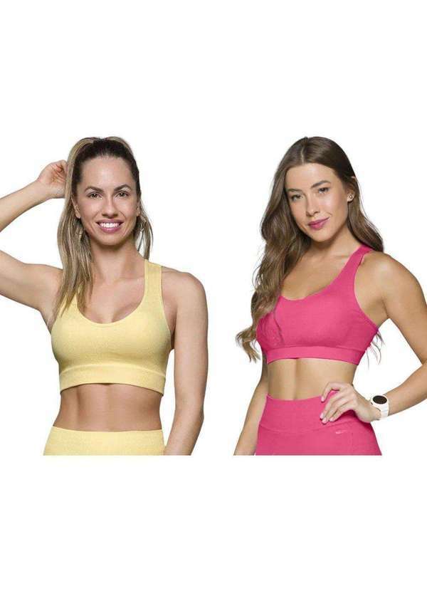 Selene - Kit 2 Tops Canelado Selene sem Costura Feminino Amarelo
