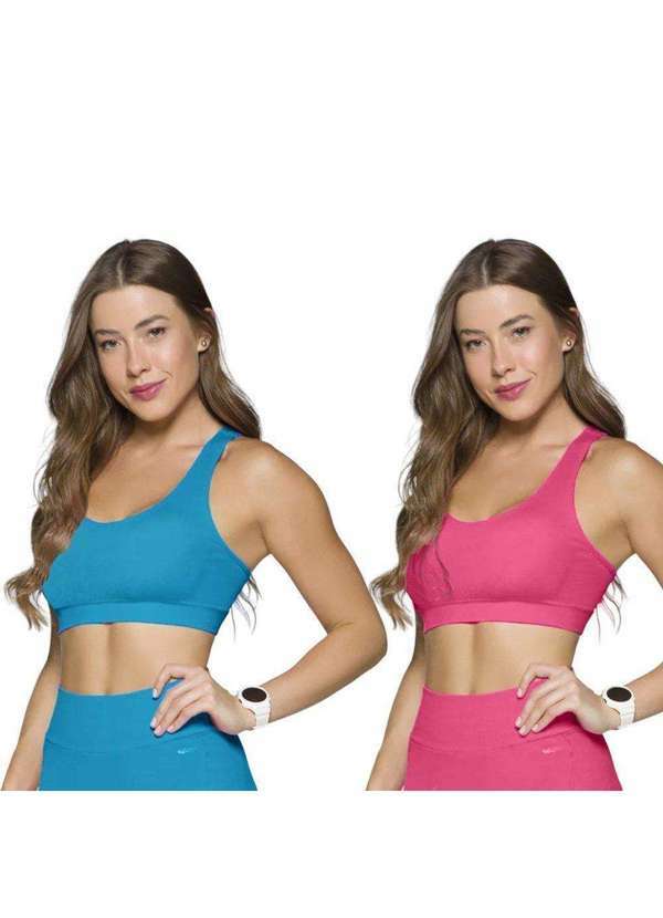 Selene - Kit 2 Tops Canelado Selene sem Costura Feminino Azul