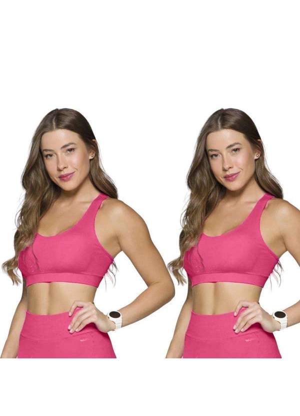 Selene - Kit 2 Tops Canelado Selene sem Costura Feminino Rosa