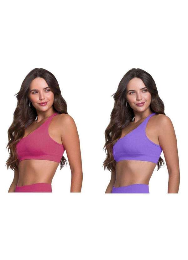 Selene - Kit 2 Tops Canelado Selene sem Costura Feminino Roxo