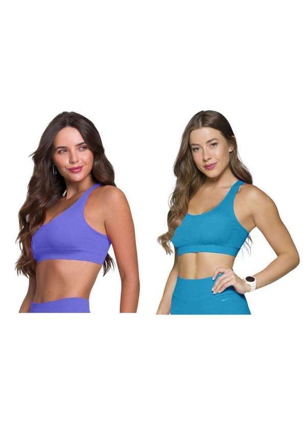 Selene - Kit 2 Tops Canelado Selene sem Costura Feminino Roxo