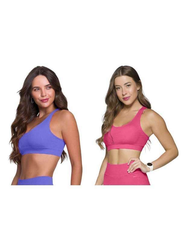 Selene - Kit 2 Tops Canelado Selene sem Costura Feminino Roxo