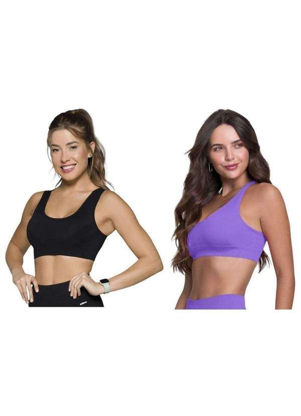 Selene - Kit 2 Tops Canelado Selene sem Costura Feminino Roxo